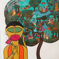 Ramayana Tales' religious acrylic-ink painting by artist Rangoli Garg, 16x16 inch, on canvas
