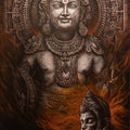Ramlala' religious acrylic painting by artist Palash Halder, 84x48 inch, on canvas