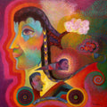 Ramrath' figurative acrylic painting by artist Vandana Rakesh, 34x34 inch, on canvas