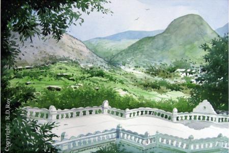 Nature watercolor painting titled 'Ranchi 1', 22x15 inches, by artist RD Roy on Paper