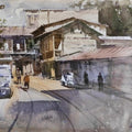 Cityscape watercolor painting titled 'Rastapeth', 13x19 inches, by artist Anupam Chauhan on Paper