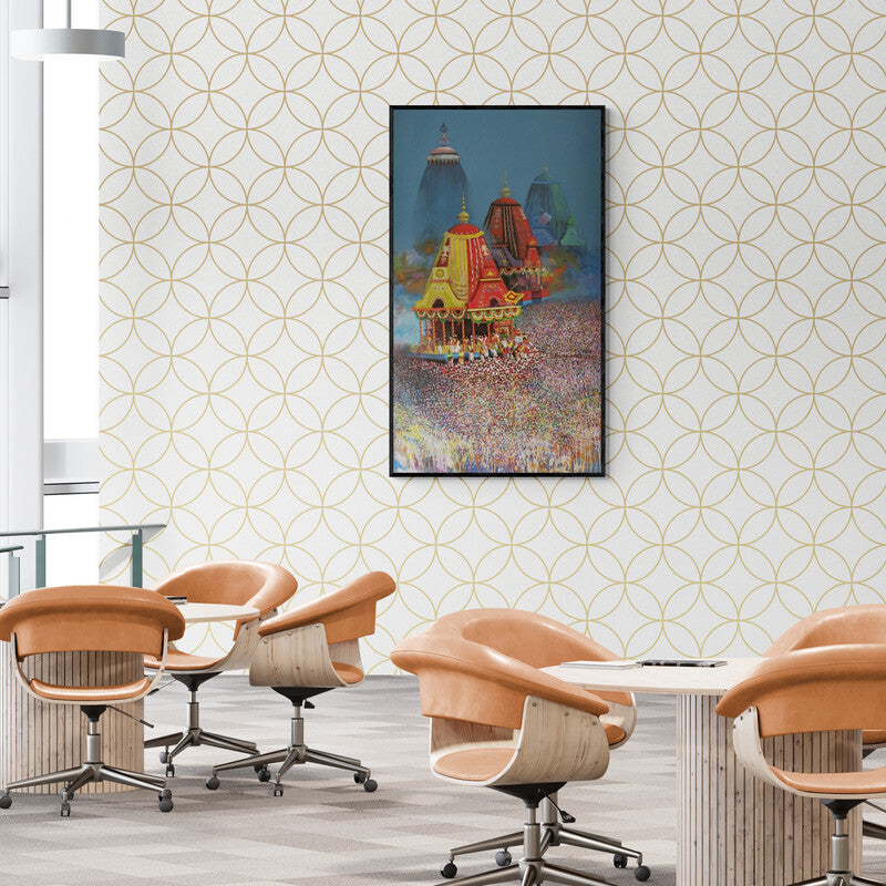 In-situ view of Amol Satre's 'Rathayatra (The Grand Procession)' painting in a room