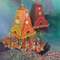 Religious acrylic painting titled 'Rathyatra 2', 60x36 inches, by artist Amol Satre on Canvas