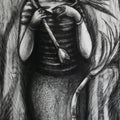 Figurative dry pastel drawing titled 'Rati', 60x30 inches, by artist Sumana Nath De on Paper