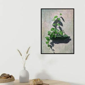 S M Fawad's 'Realistic Painting 3' painting visualized above a sofa in a contemporary room.