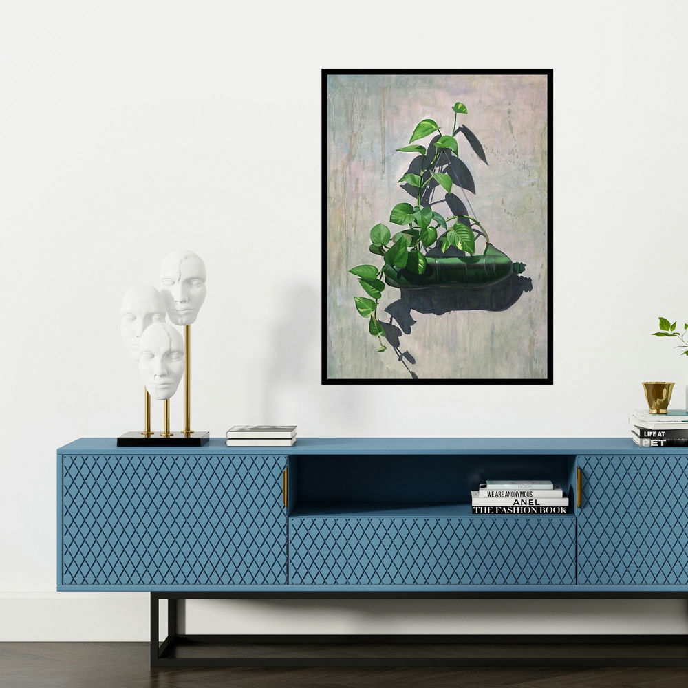 'Realistic Painting 3' painting by S M Fawad shown on a wall in a furnished room.