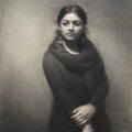 Portrait charcoal painting titled 'Realized', 29x21 inches, by artist Vaibhav Naik on Paper