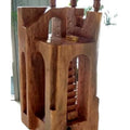 Reconstruction 2' contemporary Wood, Brass sculpture by artist Satya Vijay Singh, 30x12 inch, on wood, brass