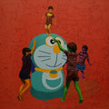 contemporary acrylic oil painting titled 'Recreating Childhood', 48x48 inches, by artist Jitendra Saini on Canvas
