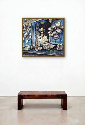 Recycle (A Day in the Life) by artist Mrutyunjaya Dash displayed in a Minimalist Executive Office