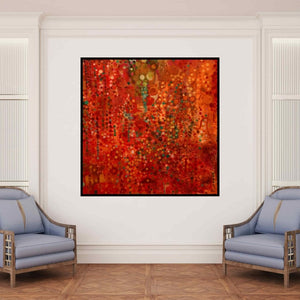 In-situ view of Sunayana Malhotra's 'Red Earth' painting in a room