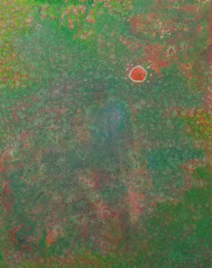 Red Flower (Sunlit Meadow) by Rajneesh Singh, Original Acrylic Nature Painting on Canvas, Medium Vertical Wall Art