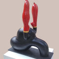 Red Horn' contemporary Fiberglass sculpture by artist Chandan Santra, 39x32 inch, on fiberglass