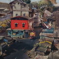 Red House' cityscape watercolor painting by artist Ajit Raut, 30x24 inch, on paper