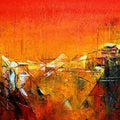 Abstract acrylic painting titled 'Red IX', 18x12 inches, by artist Dnyaneshwar Dhavale on canvas