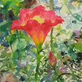 Nature watercolor painting titled 'Red Lily In Nature', 22x30 inches, by artist Manas  Biswas on Paper