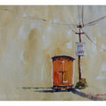 Landscape watercolor painting titled 'Red Van', 14x10 inches, by artist Soven Roy on Paper