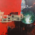Abstract mixed media painting titled 'Red World', 24x36 inches, by artist Rajnarayan Santra on Canvas