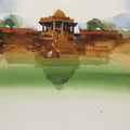 'Reflecting Devotion To Sun' landscape watercolor painting by artist Prashant Prabhu, 22x30 inch, on paper