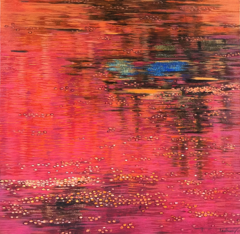 Reflection Series 1' seascape oil painting by artist Madhuri Bhaduri, 36x36 inch, on canvas