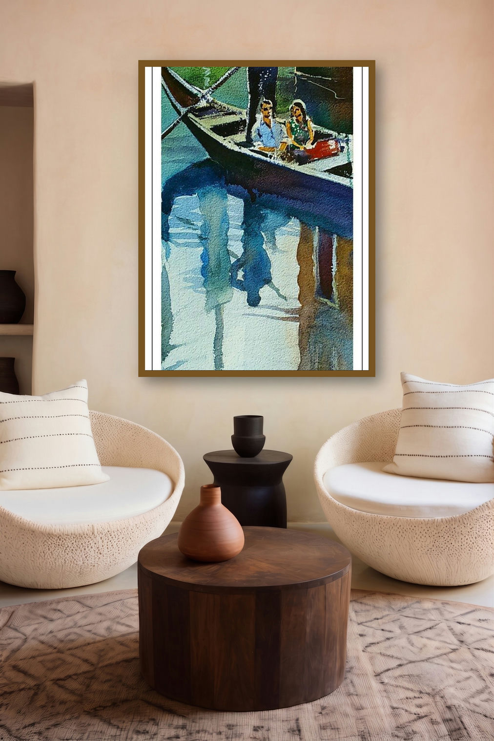 Reflections by artist Gulshan Achari displayed in a Boutique gallery