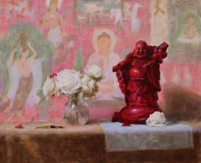 Refuge' religious oil painting by artist Rohan Daithankar, 17x20 inch, on linen