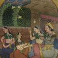 Figurative mughal traditional art titled 'Regal Entertainment Mughal Painting', 9x6 inches, by artist Unknown on Paper