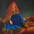 Regal Splendor' figurative oil painting by artist Kamal Rao, 48x36 inch, on canvas