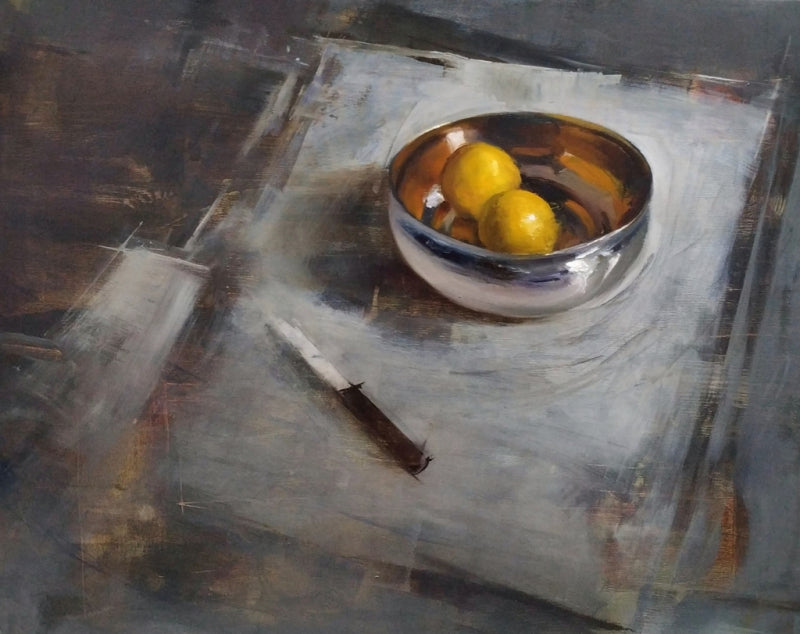 Relation' still-life oil painting by artist Surabhi Gulwelkar, 30x24 inch, on linen