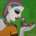 Figurative acrylic painting titled 'Relation I', 13x13 inches, by artist Anil Mahajan on Canvas