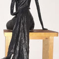 Relaxing' figurative Stone sculpture by artist Shibu Sengupta, 27x13 inch, on stone