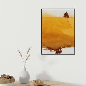 Prashant Prabhu's 'Religion Is Surrender' painting visualized above a sofa in a contemporary room.