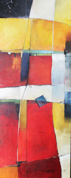 Remnant Am04 (Echoes of Time) by Amrish Malvankar, Original Mixed Media Abstract Painting on Canvas, Large Vertical Wall Art