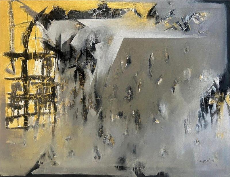 Residual Space' abstract acrylic painting by artist Arundhati Pise, 36x48 inch, on canvas