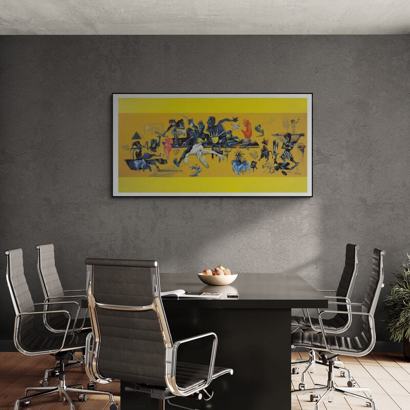 In-situ view of Mahesh Pal Gobra's 'Respect Women Ii' painting in a room