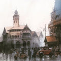 Cityscape watercolor painting titled 'Retro Calcutta', 22x30 inches, by artist Bijay Biswaal on Paper