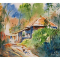 Landscape watercolor painting titled 'Returning Home', 20x14 inches, by artist Soven Roy on Paper