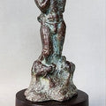 Revert' figurative Bronze sculpture by artist Shiben Chattopadhyay, 10x4 inch, on bronze