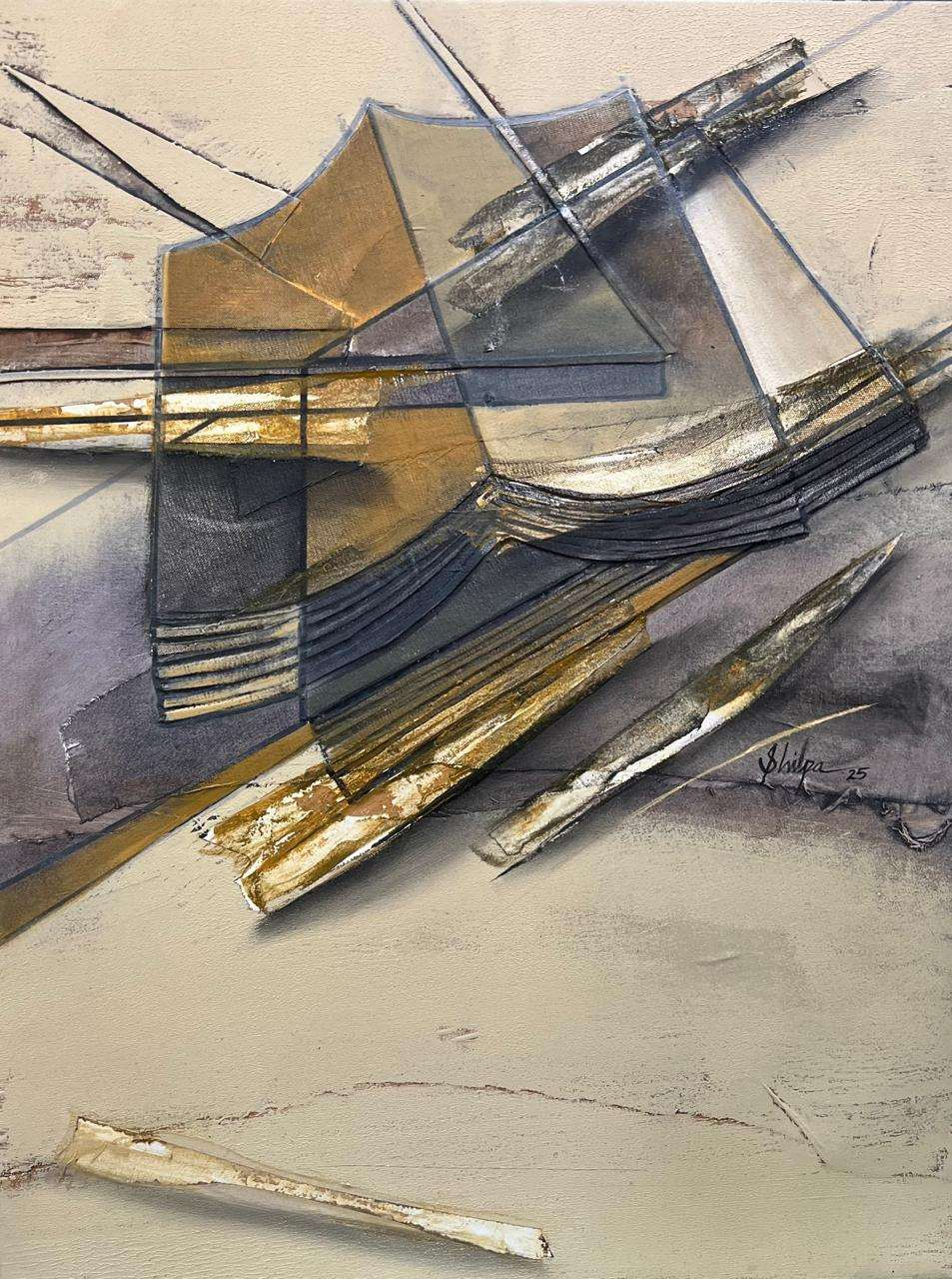 Revitalizing Energy 12' abstract oil painting by artist Shilpa Patole, 30x24 inch, on canvas