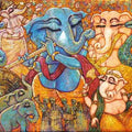Rhythm 2' religious mixed-media painting by artist Subrata Ghosh, 36x48 inch, on canvas