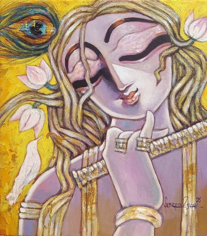 Rhythm 2' religious mixed-media painting by artist Subrata Ghosh, 18x18 inch, on canvas