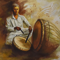Rhythm' music oil painting by artist Kamal Rao, 32x39 inch, on canvas