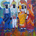 Figurative acrylic painting titled 'Rhythm 39', 48x48 inches, by artist Anuradha Thakur on Canvas