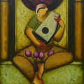 'Rhythm Of Devotion' figurative acrylic painting by artist Anupam Pal, 60x48 inch, on canvas