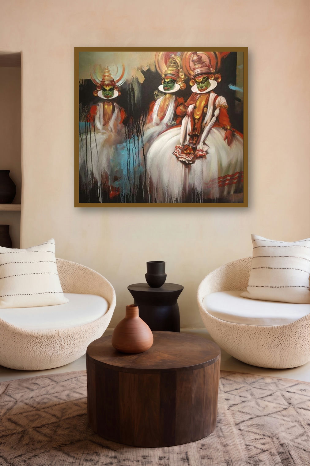 Rhythm New (The Graceful Dance of Kathakali) by artist Bappa Haldar displayed in a Curated gallery