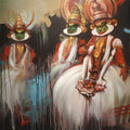 Figurative acrylic painting titled 'Rhythm New', 30x36 inches, by artist Bappa Haldar on Canvas