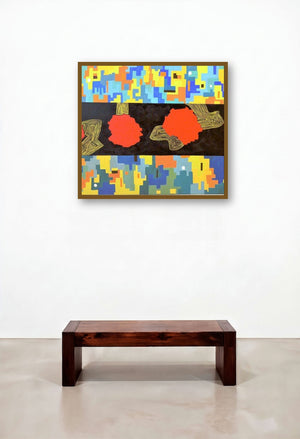 Rhythm Of Life 4 (Urban Tapestry) by artist Shivani Garg displayed in a Transitional Executive Office