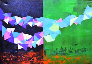Rhythm Of Life 5 (Duality of Existence) by Shivani Garg, Original Mixed Media Abstract Painting on Canvas, Medium Horizontal Wall Art