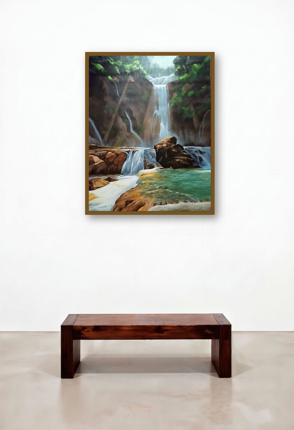 Rhythm Of Water (Cascade of Tranquility) by artist Lisha N T displayed in a Eclectic Family Room