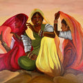 Rhythm Of The Veil' figurative acrylic painting by artist Lasya Upadhyaya, 20x28 inch, on canvas